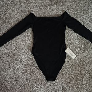 Black Long Sleeve Square Neck Body Suit